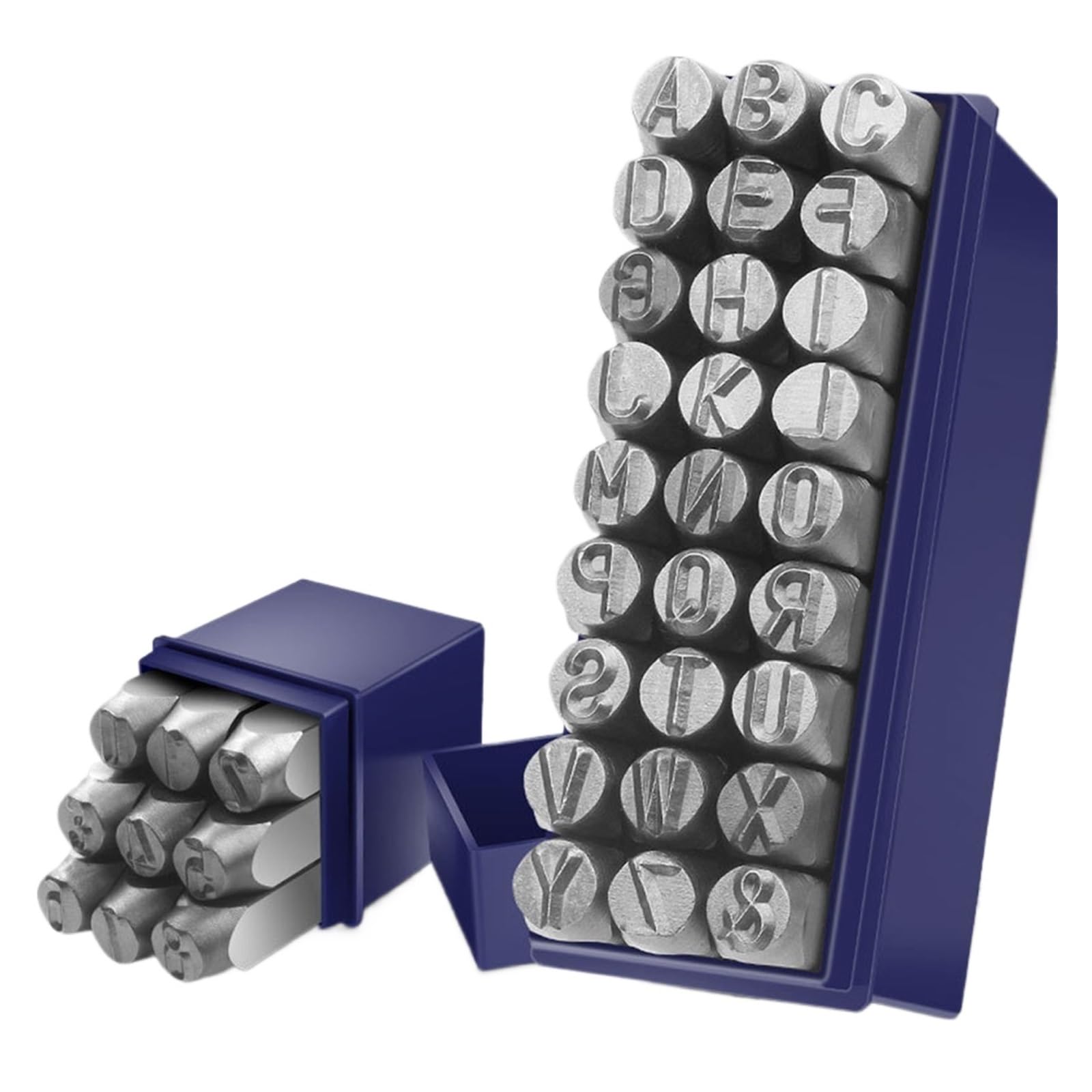 Stalowa forma zestaw do tłoczenia metalu 3-12,5 mm cyfrowa litera zestaw pieczątek ze stali stopowej LOGO skórzane metalowe stemple narzędzia do wytłaczania DIY zestaw (8 mm alfabet)