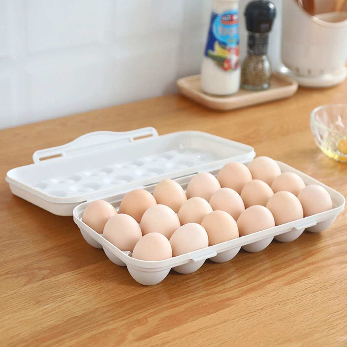 18 Rectangular Egg Holders for Refrigerator | Travel Egg Storage Container | Plastic Egg Tray for Refrigerator & Camping | Durable Egg Box for Kitchen & Outdoor Use (Grey)