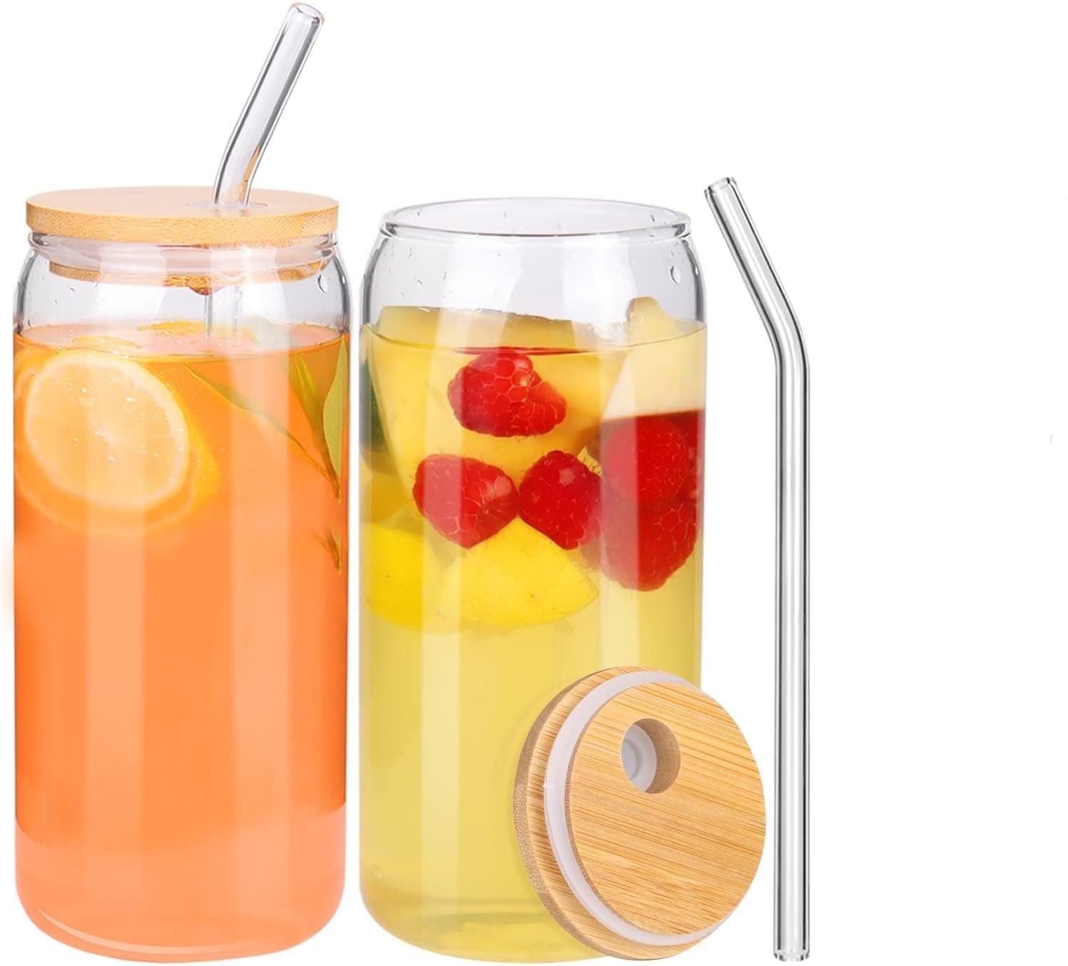 KiKiluxxa Soda Can Glass Sipper Tumbler Straw and Lid - 540ml- Pack of 6- Mojito Glass Mug with Lid and Straw for Green Tea and Cooffee Fruit Juice Milk Cup Mug (Royal Can A 6)