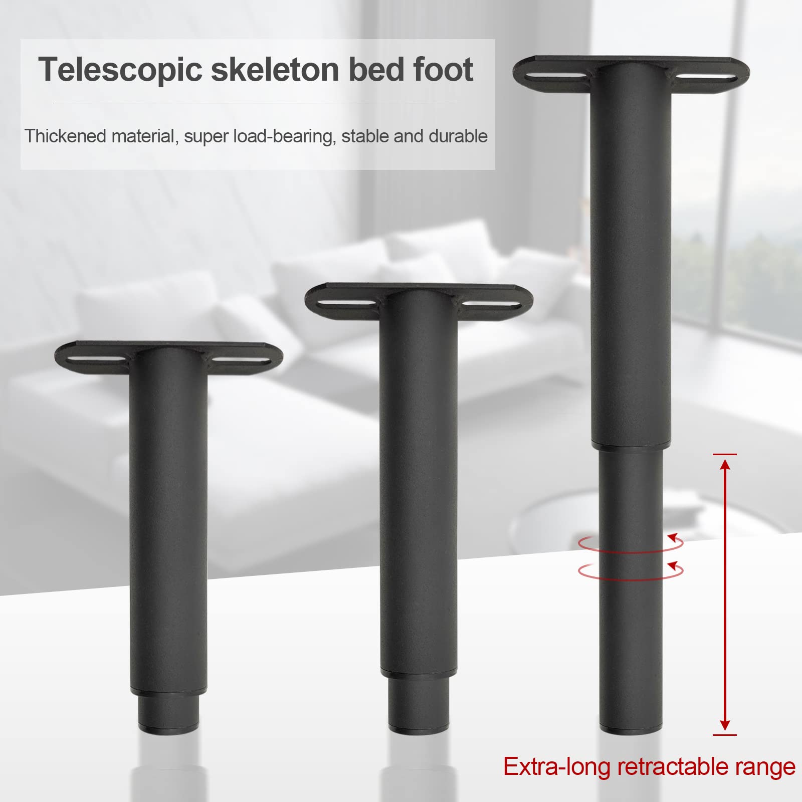 Lot De 4 Pieds De T Pied Reglable Pieds De Lit, 8-12Cm Résistants Pied Lot De 4 Pieds De T Pied Reglable Pieds De Lit, 8-12Cm Résistants Pied
