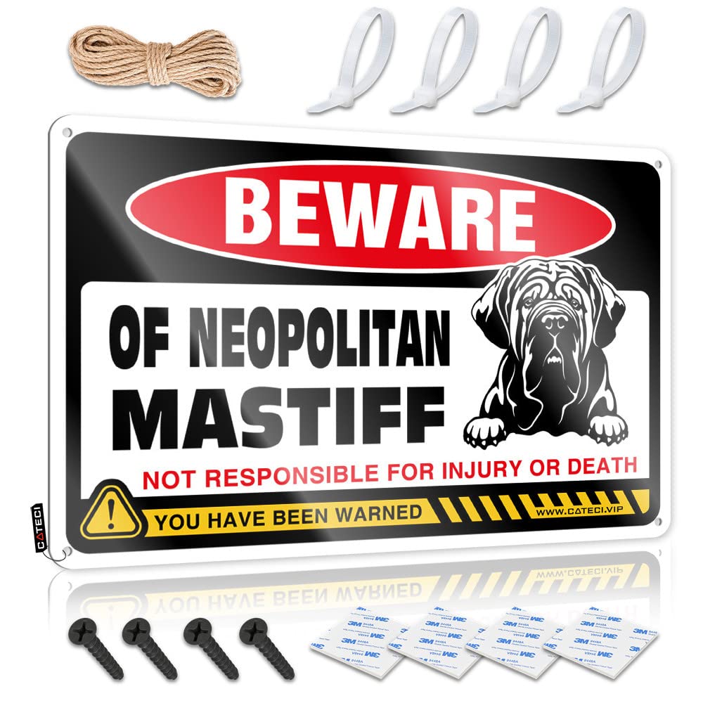 BRUNTELO Bar For Man Cave Beware Of Neopolitan Mastiff Tin Sign Tin Metal Sign Bar Man Cave Decor(30X40CM)