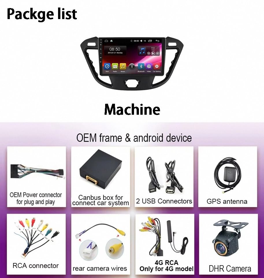 Radio coche 2 DIN con cámara trasera para Ford Transit, manos libres y Mirror Link 7