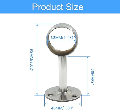 Vista 14 de Biaungdo Soporte para barra de cortina de 1 pulgada, soporte de acero inoxidable para barra de cortina de techo, soporte de barra de brida, soporte