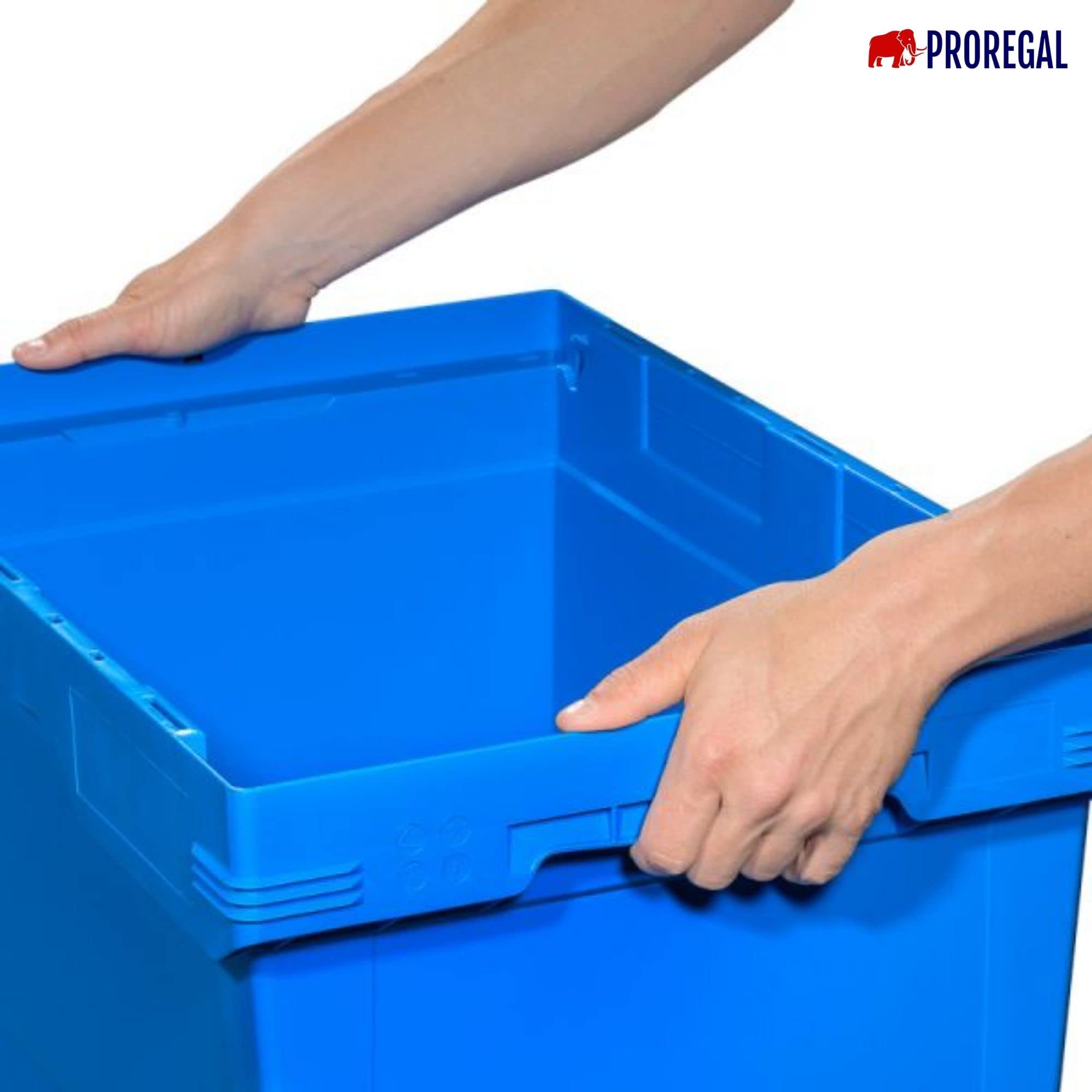 PROREGAL Conical Mehrweg-Stapelbehälter mit Krokodildeckel Blau | HxBxT 34,9x41x61cm | 58 Liter | Lagerbox Eurobox Transportbox Transportbehälter Stapelbehälter