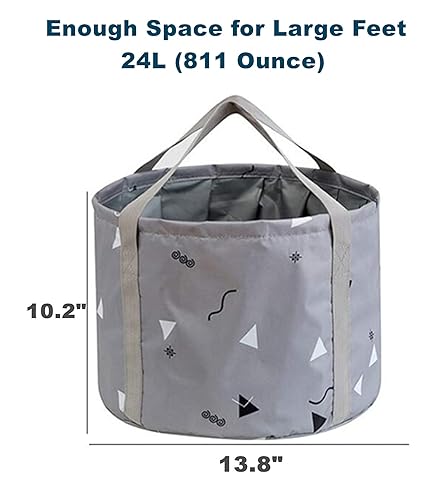Miniatura 2 de Cuenca de baño plegable de 24 litros para remojar pies grandes para hombres, portátil, cubo de agua para viajes y campamento, color gris