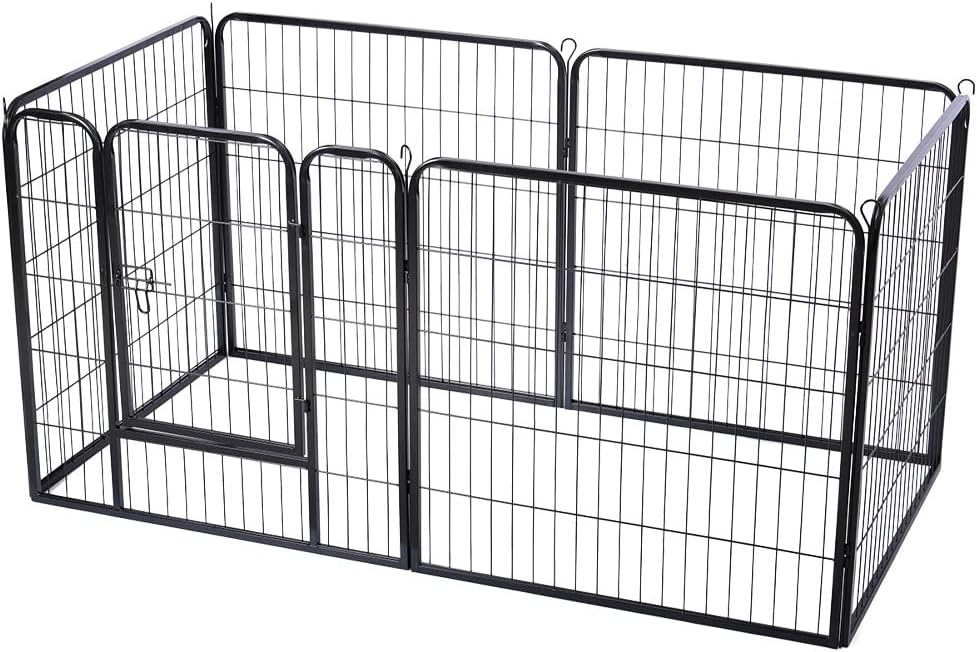 BUNNY BUSINESS Heavy Duty 6 Panel Puppy Play Pen/ Rabbit Enclosure, Small, Gunmetal Grey