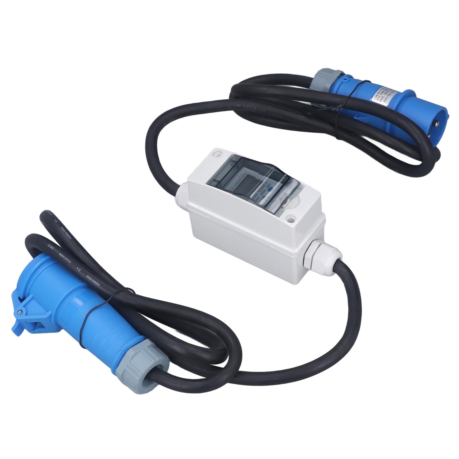Hyuduo Contatore di Energia Intelligente, in Gomma, Rame, Ignifugo, Monitor di Ricarica per PC, da 220 A 250 V CA, 16 A, 3 Pin, Monofase, 2 Fili, per Ricarica Veicoli Elettrici, Garage, Officina, Uso