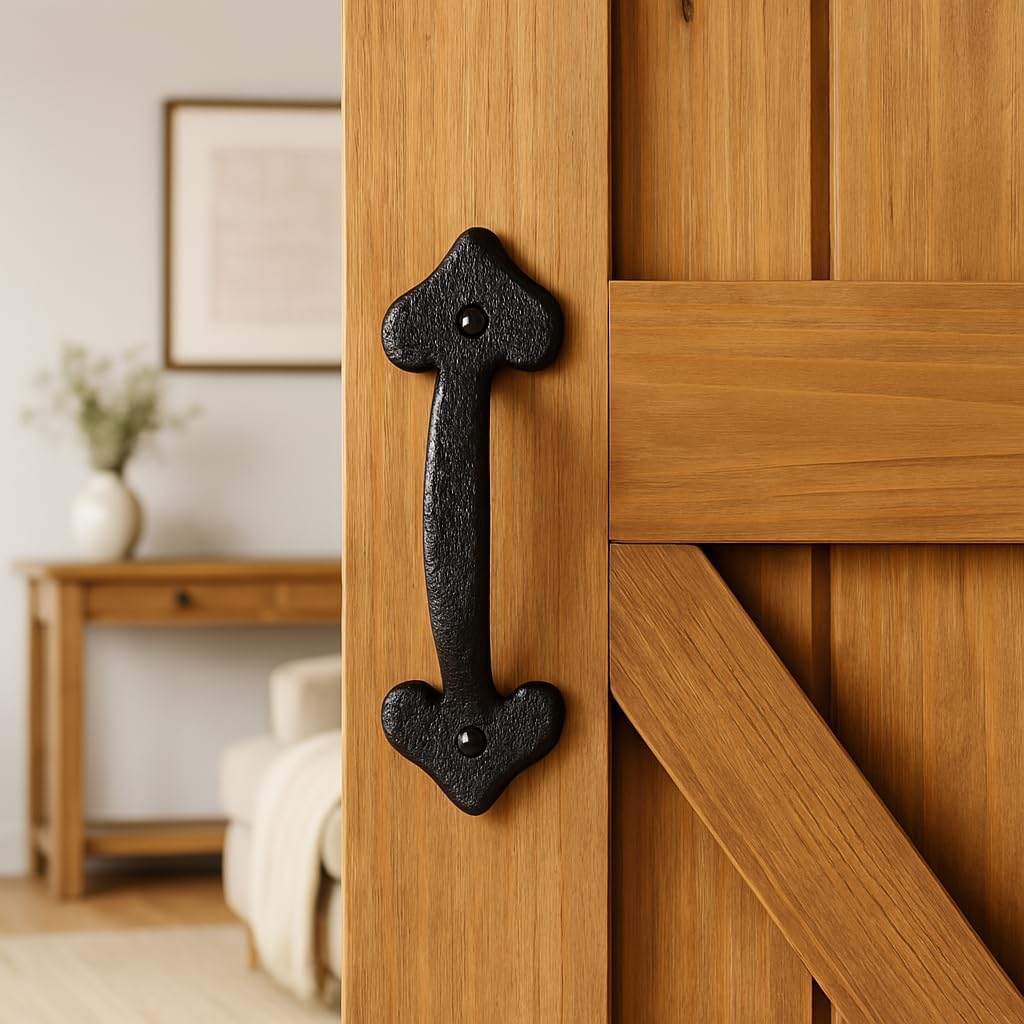 2-Pack 7 Inch Heart Barn Door Handle - Black Cast Iron Pull for Sliding Doors, Gates, Sheds, Fences, Closets - Indoor Outdoor Farmhouse Hardware