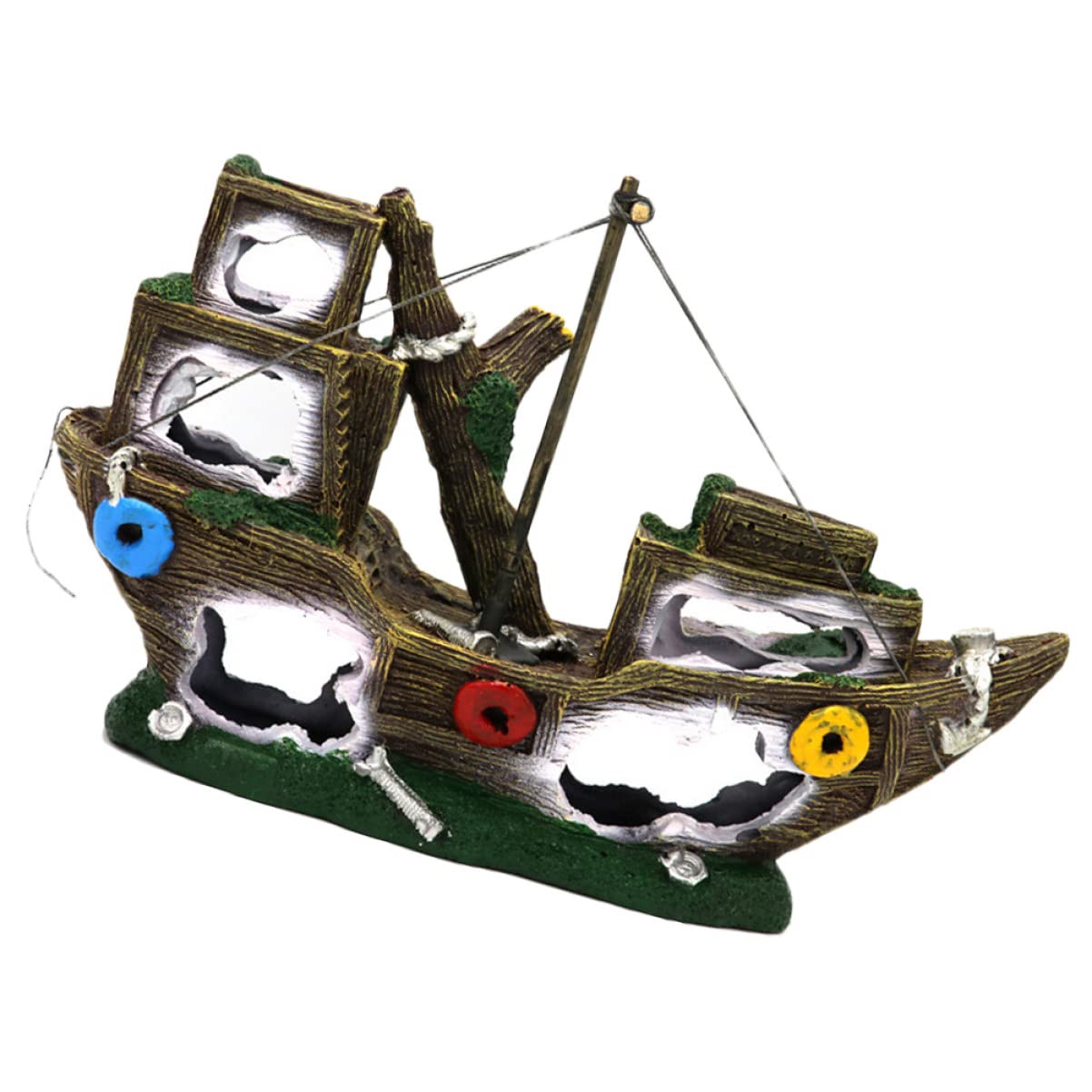 Happyyami Modelo De Decoración De Acuario Pecio De Barco Pirata Adorno Creativo para Peces y Acuarios Duradera y