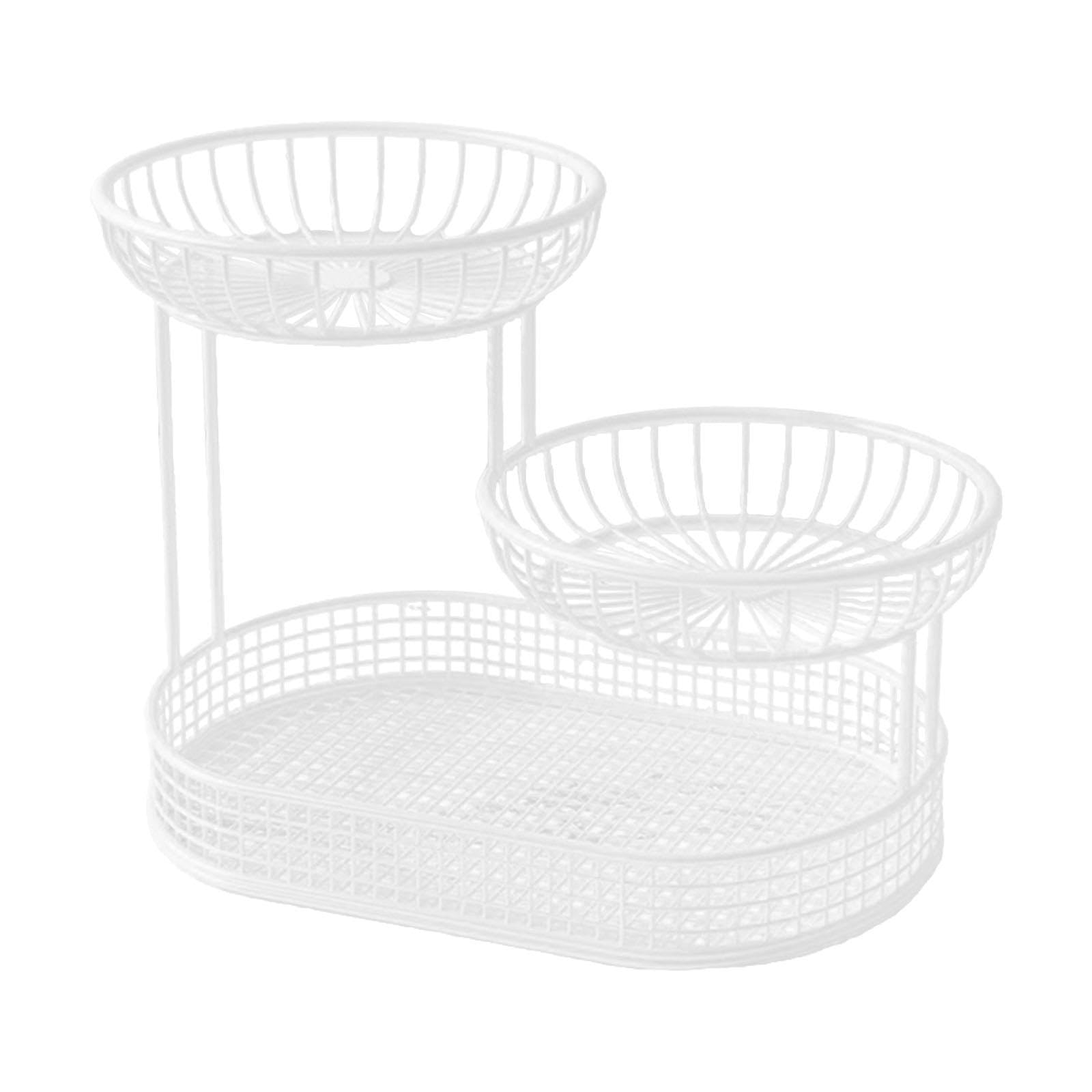 QIXCXAZ Fruit Basket Bowl Strong Iron Long Lasting Kitchen Storage Of Fruits Vegetables Vegetable Bread Holder Stand For Kitchen Counter Candies . Fruits , white , 26x32cm