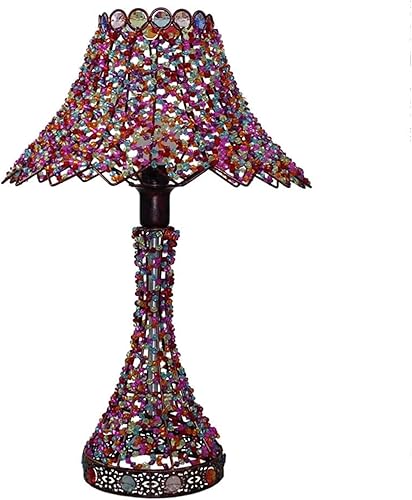 JITEM Lámpara de Mesa Lámpara de mesa de cristal de metal creativo americano dormitorio lámpara de noche winterruptor de botón romántica cálida