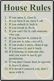 1pc, House Rules Sign Bar Rules Funny Metal Tin Sign, House Rules Wall Decor Wall Signs Family Rule Plaque Sign Funny Kitchen Wall Decor 8x12inch