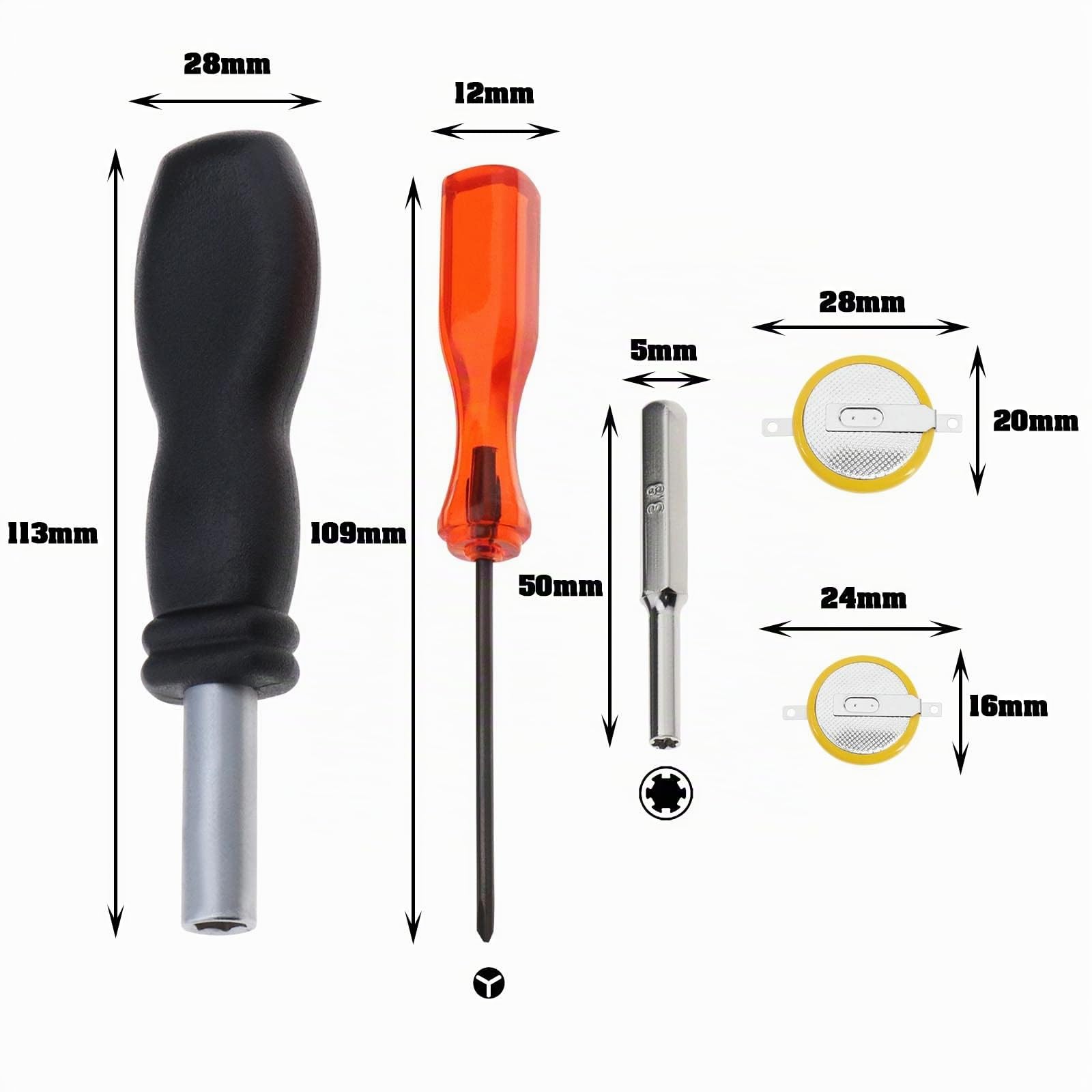 EMSea 5 Piezas Juego con Kit de Herramientas de Repuesto Batería de Compatible con Game Boy Compatible con GBA Compatible con Color CR2025 CR1616 Pila de Botón