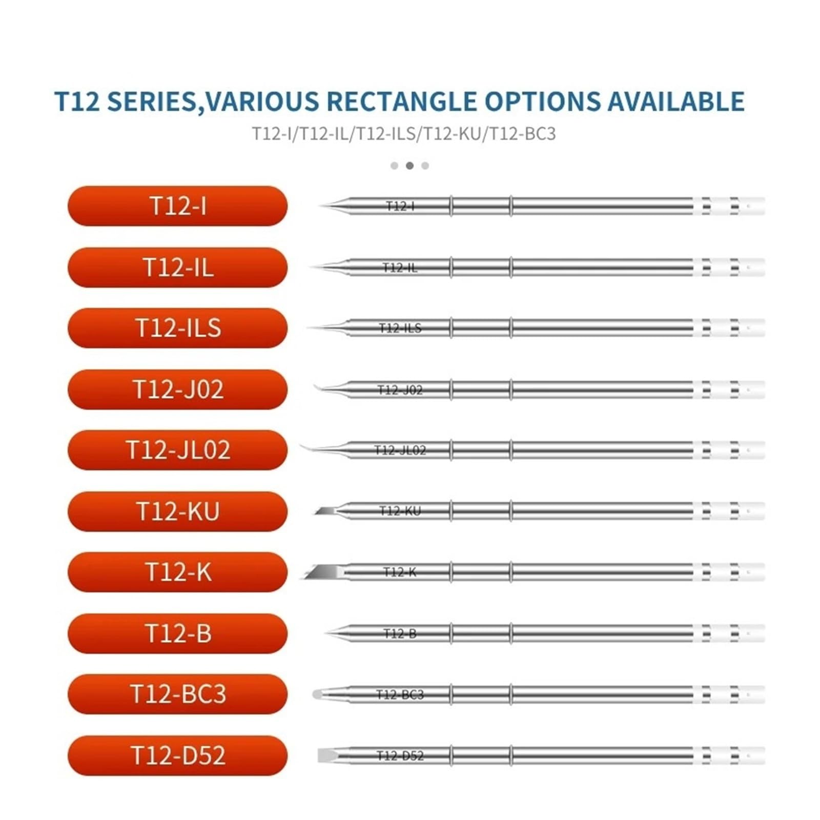 Punte per saldatore per strumenti di saldatura elettrica, compatibili con kit stazione FX951, set di punte di ricambio T12 per saldatura di precisione