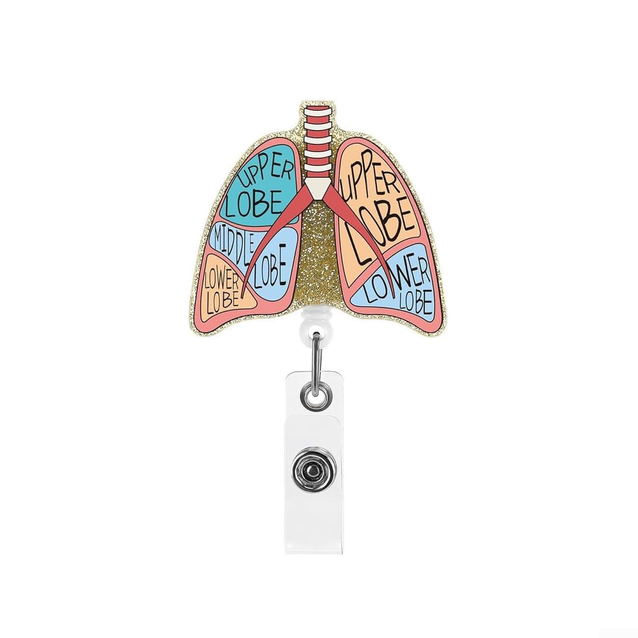 Retractable Badge Reels with Heart Lung Brain Design, Reel Clips Extendable Key Chain Lanyard Belt Clip for ID Card Badge Holder(Lung)