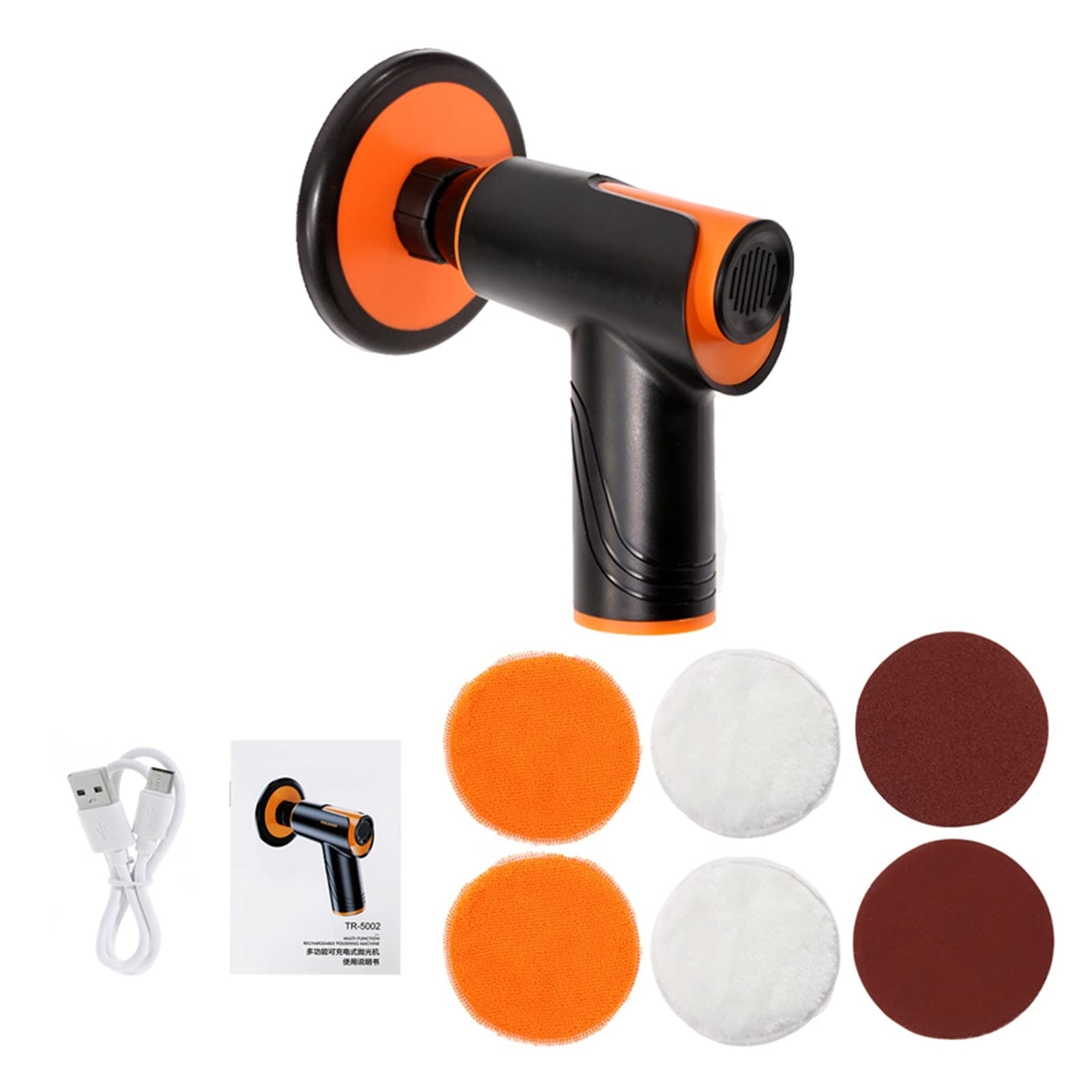 Do polerowania samochodu wielofunkcyjna bezprzewodowa elektryczna maszyna do polerowania lakieru czyszczenie zadrapań naprawa narzędzi do woskowania USB akumulator(Oranje)