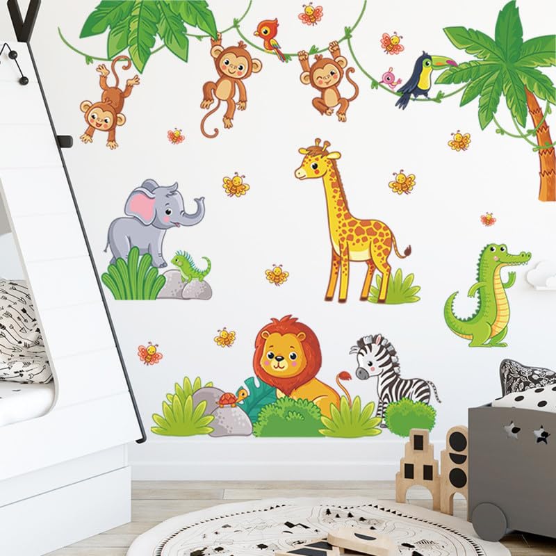 Indian Royals Monkey Giraffe Lion Zebra Elephant Wall Stickers fo...