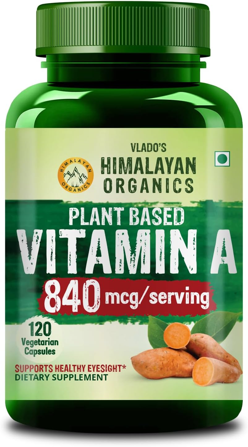 Vlado’s Himalayan Organics Plant-Based Vitamin A 840Mg Supplement | 120 Veg Capsule For Men And Women | NAtural Anti-Oxidant | Supports Healthy Eyesight, Night Vision And Eye Protection | Fights Age-Related Eye Decline