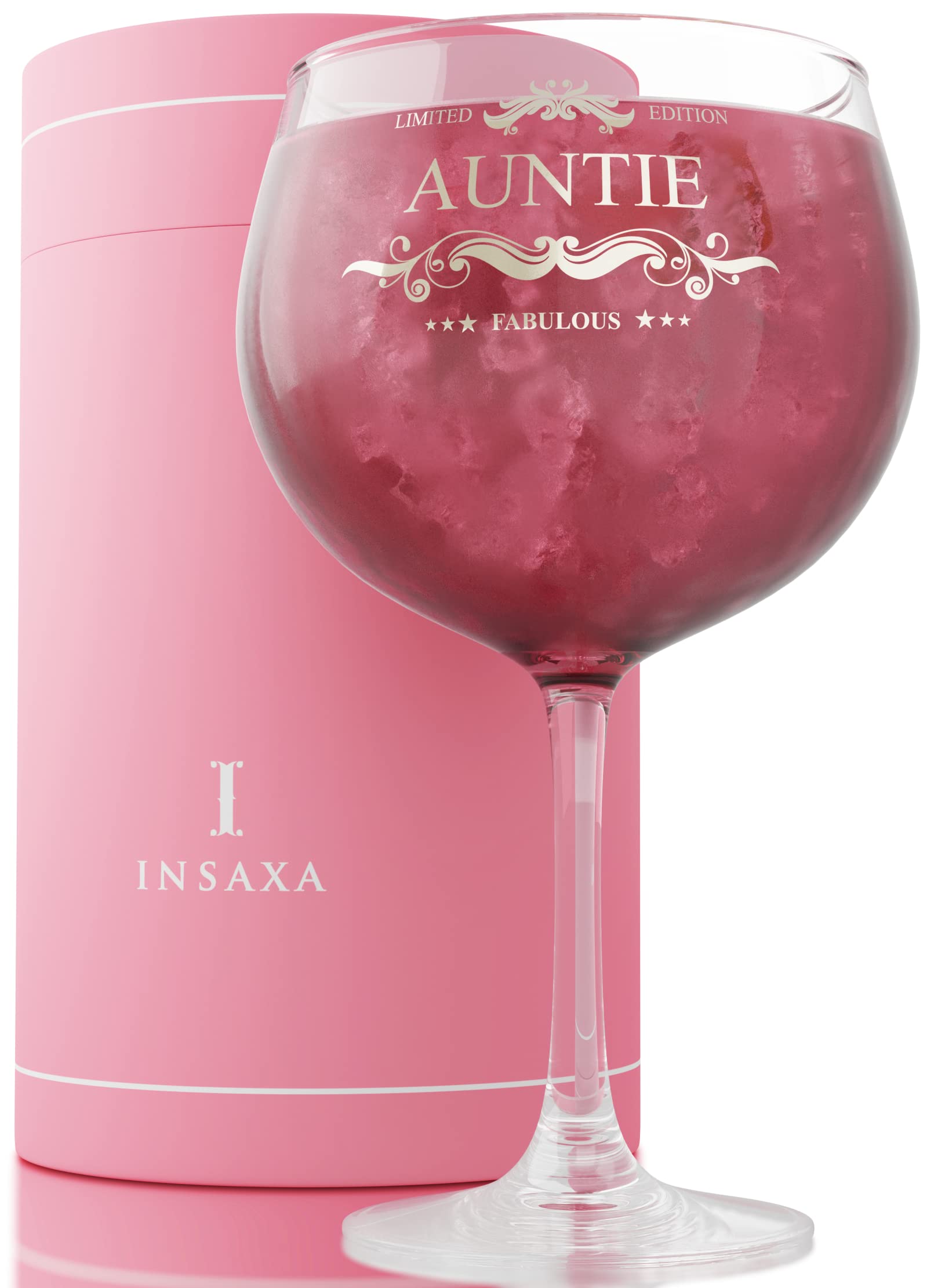 Insaxa Auntie Gifts Fabulous Auntie Large Gin Glass (730ML) Auntie Birthday Gifts for Auntie Christmas Gifts