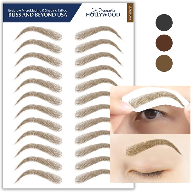 Bliss and Beyond USA Tatuagem temporária para sobrancelhas Dramatic Hollywood, Light Brown