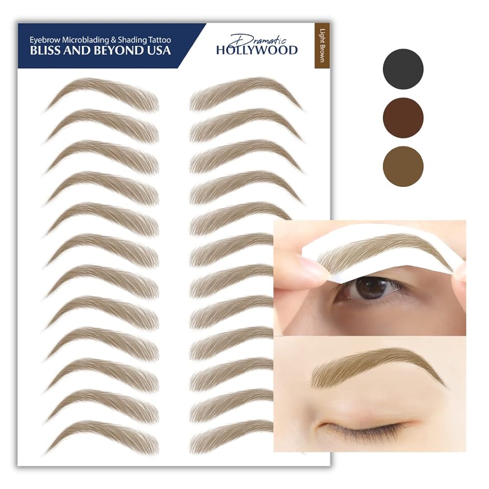 Bliss and Beyond USA | Microblading & Shading Tattoo | A combination of hair stoke and powdered brows | Non-toxic | Vegan friendly (Dramatic Hollywood, Light Brown)