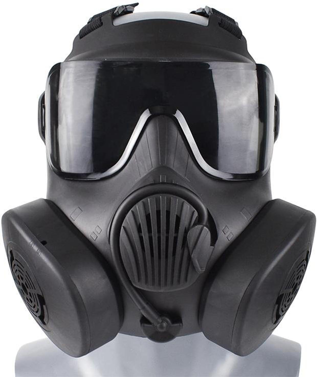 Full Face Airsoft Mask, Black/Gray Lens, 23x18cm (9.1x7.1 inch) - Tactical Paintball Protective Gear with Adjustable Strap