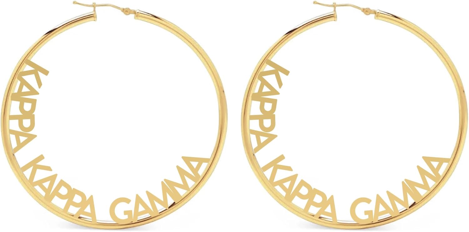 Sorority Shop Kappa Kappa Gamma- Hoop 18K Gold Plated Dainty Earrings for Women - Kappa Kappa Gamma Jewelry with Ideal 2" Diameter Hoops - Kappa Kappa Gamma Gifts