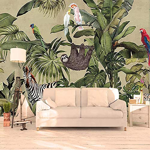 Preisvergleich Produktbild Benutzerdefinierte 3D Fototapete Tropischer Regenwald Vogel Palmblätter Wohnzimmer TV Hintergrund Wandbild Vliestapete Wandbilder 200 cm x 100 cm