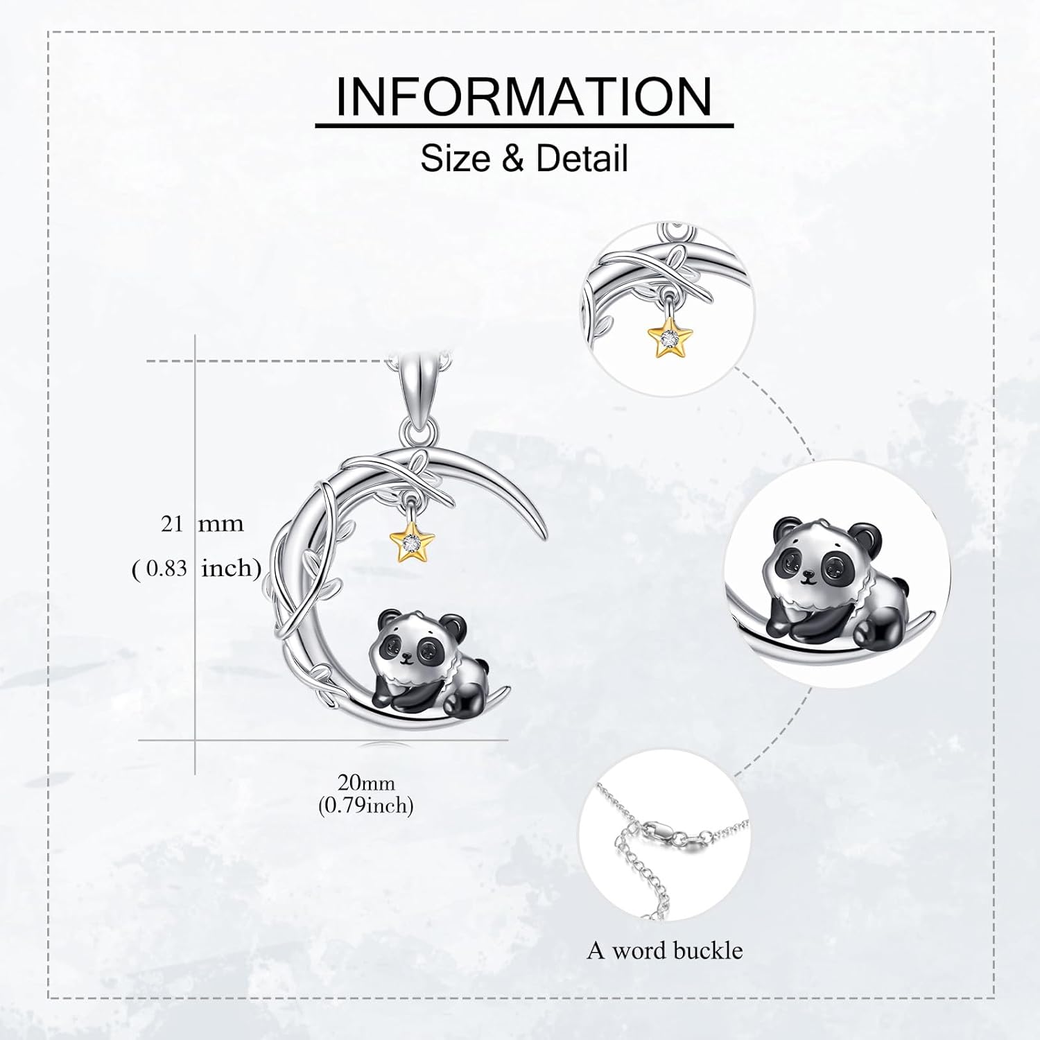 Panda Necklace 925 Sterling Silver Panda Pendant Moon Necklace Jewelry Gifts for Women Animal Lovers - Image 2
