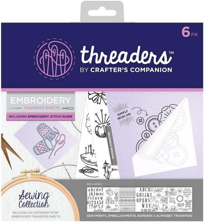 Threaders Embroidery Transfer Sheets-Sewing, 23 x 21 x 0.3 cm