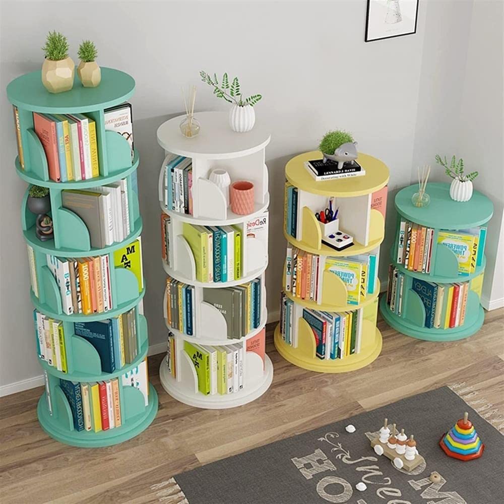 Libreria girevole a 360 gradi per libri illustrati per bambini, salvaspazio, design dal pavimento al soffitto, semplice per la casa (bianco, 40 x 160 cm)