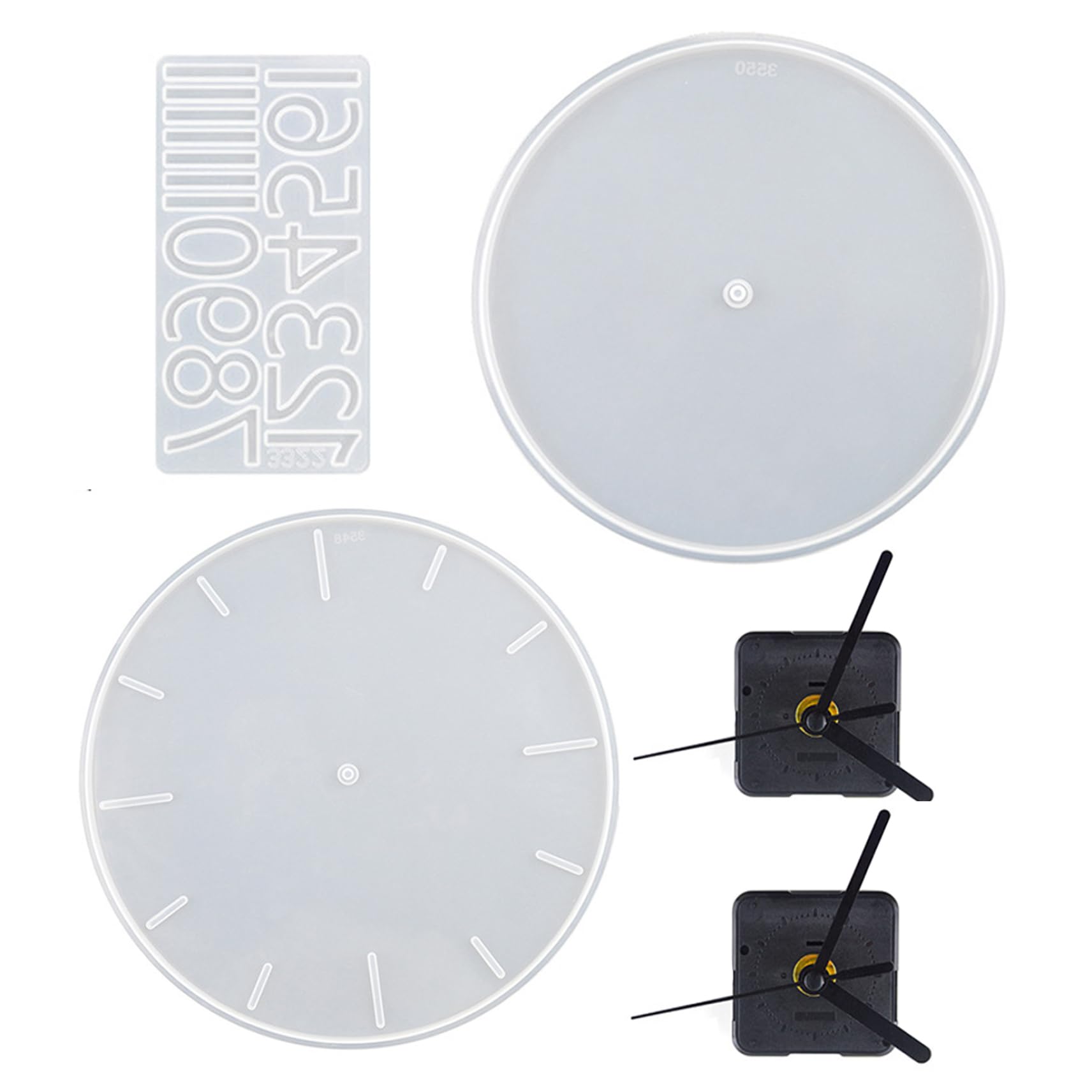 Jorzer Kit D'horloge en Résine 5 Pièces Grands Chiffres Arabes en Silicone Moules D'horloge Bricolage pour Horloge en Résine époxy Moule en Résine avec Mouvement pour Décoration Murale