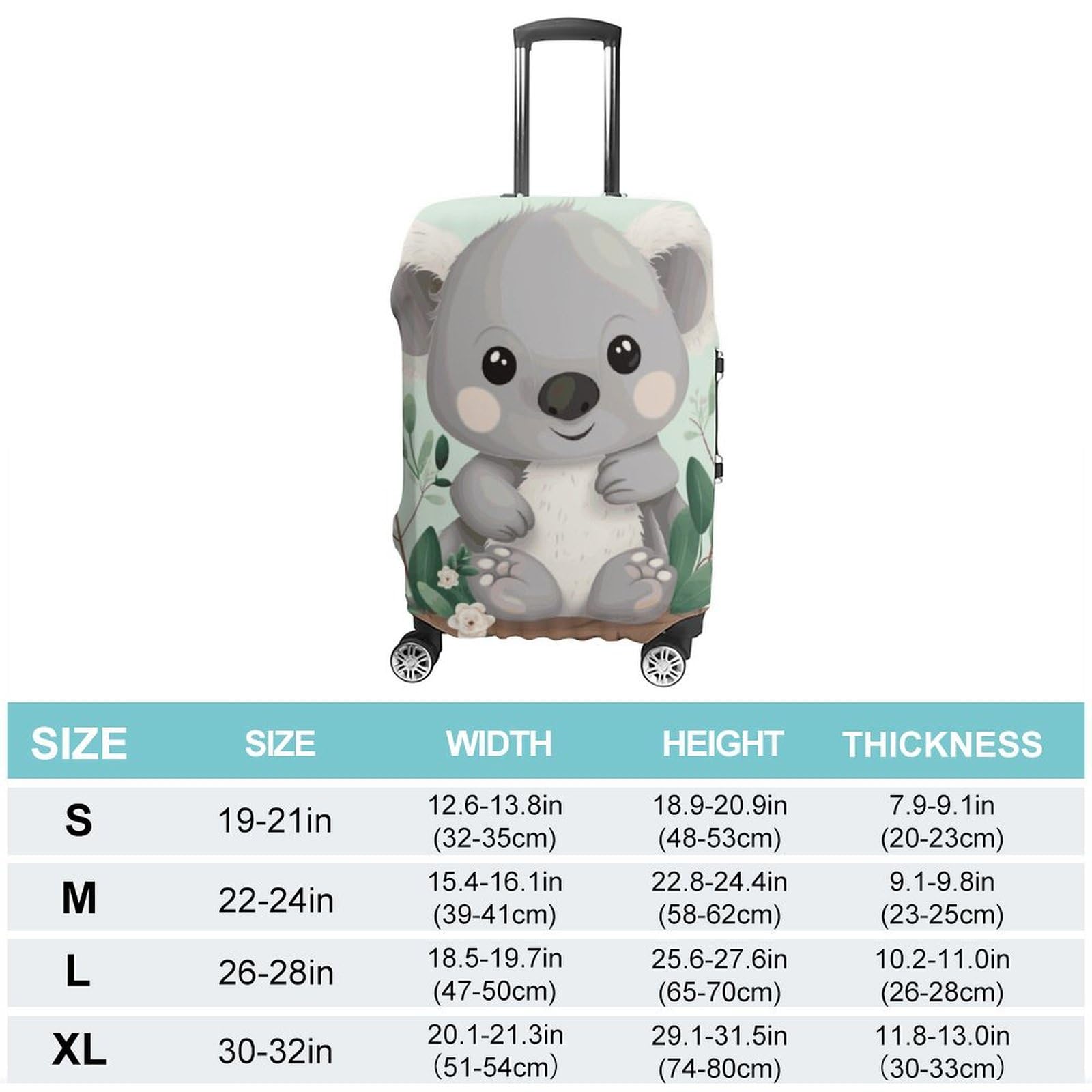 Koala, copertura per valigia, semplice e generosa, antipolvere, lavabile, resistente ai graffi, per valigie da 48-81 cm, Stile:, XL, Custodia per bagagli