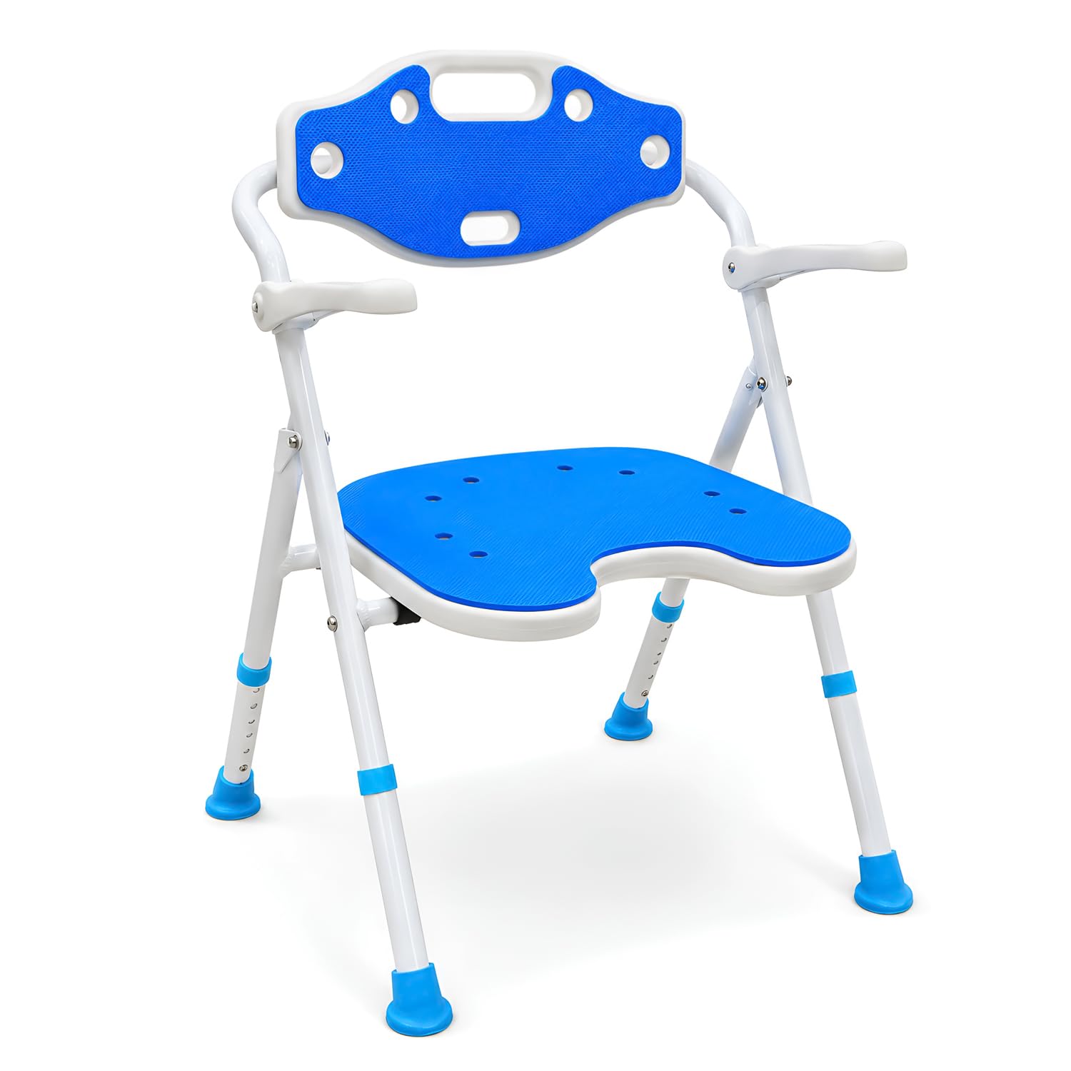 KosmoCare Folding Shower Chair for Elderly & Disabled | Aluminium Bath Chair with Backrest & Flip-Up Armrests | Lightweight Foldable Shower Chair | Supports Up to 100 kg-image-30