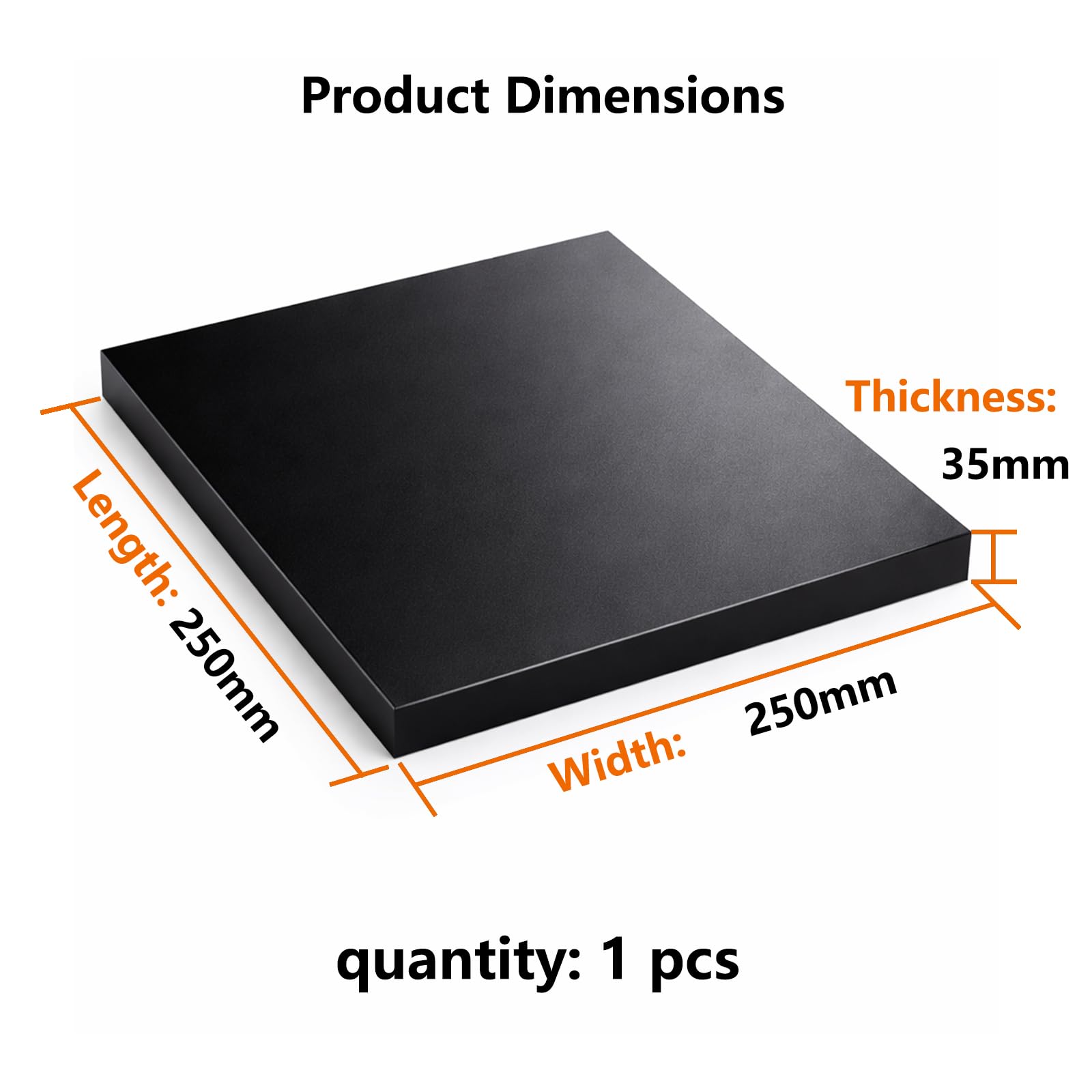 Lastra ABS Plastica Nera 250 x 250 mm Pannello Styrene Resistente e Robusta per DIY Bricolage Modellismo Montaggio Progetti Artistici Officina Casa Industriale,250mm*250mm*35mm