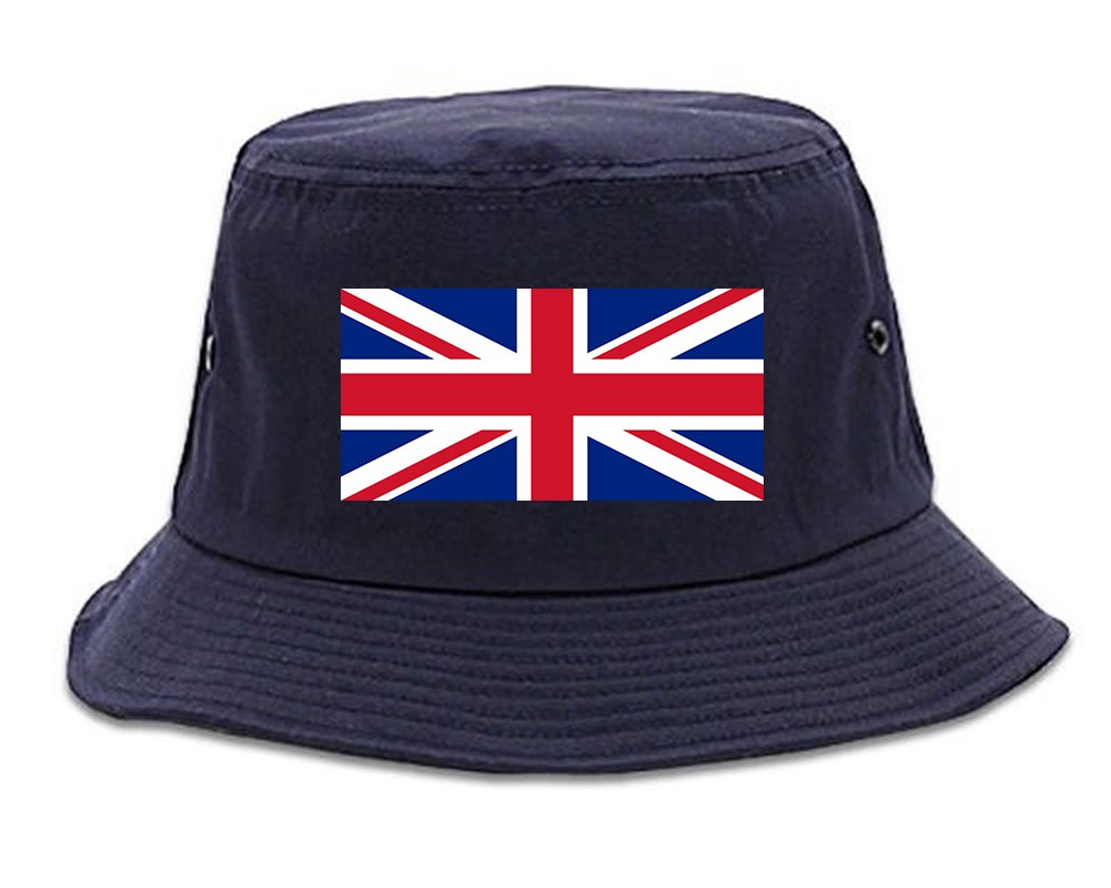 Kings Of NY UK British Flag Chest Bucket Hat Navy Blue