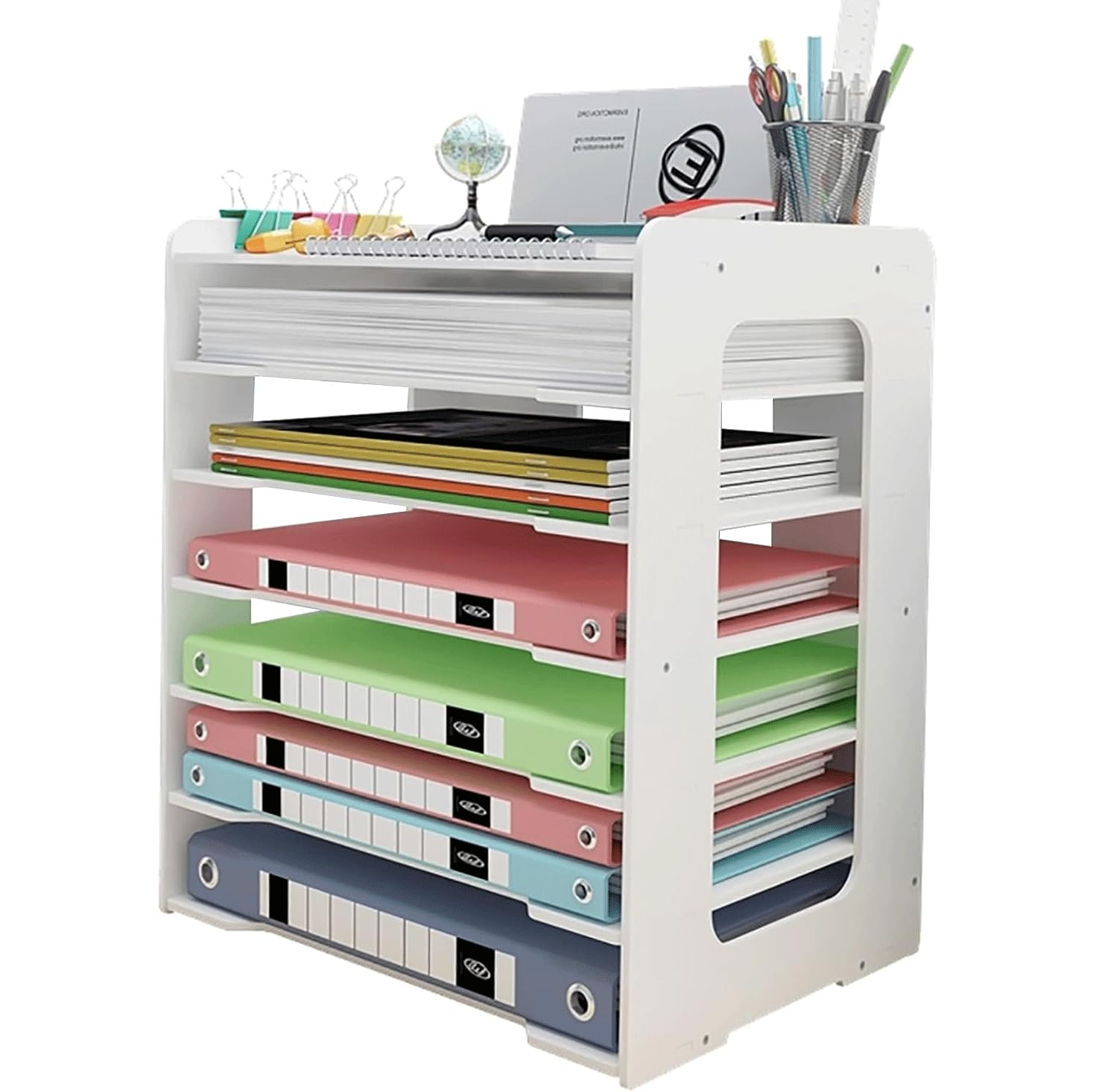 Estantes de papel A3/A4 para oficina y escuela, bandeja de escritorio blanca, estante para documentos y revistas, tamaño extragrande, organiza papeles y documentos de manera eficiente