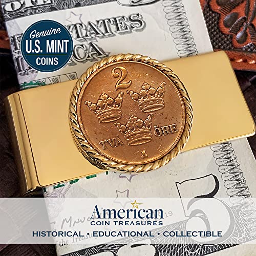 Coin Money Clip - Sweden ORE Crown | Brass Moneyclip Layered in Pure 24k Gold | Holds Currency, Credit Cards, Cash | Genuine Coin | Includes a Certificate of Authenticity4
