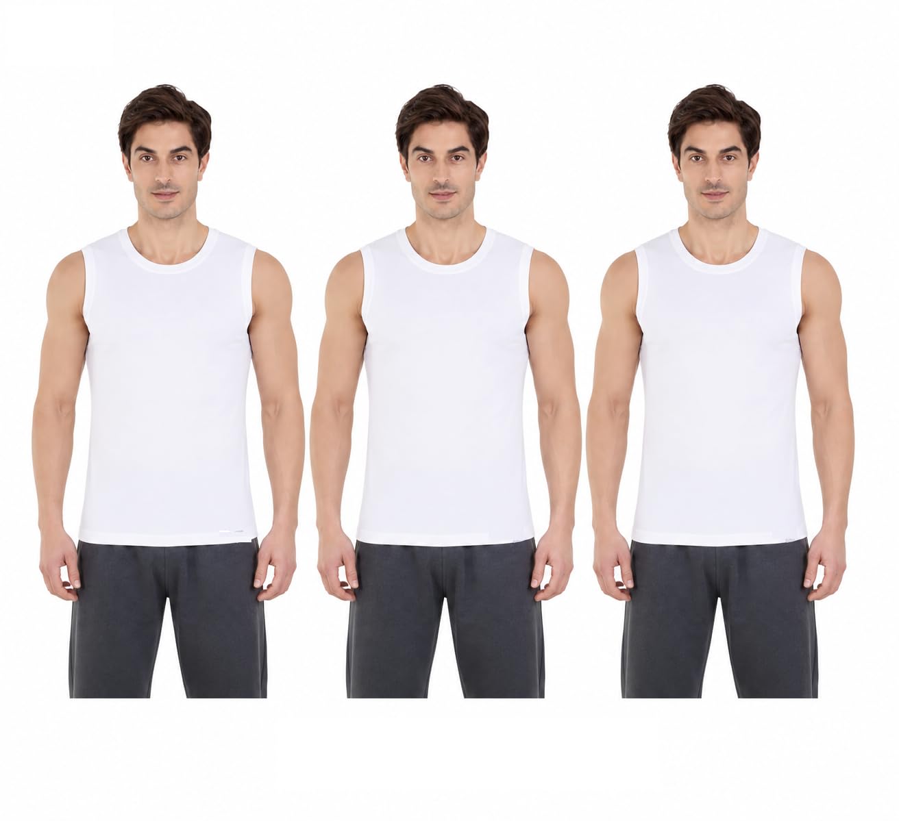 GMR Men Cotton Vest Sleeveless White Pack of 3-picture-49