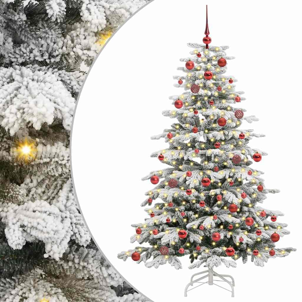 vidaXL Artificial Hinged Christmas Tree White 180 cm PE and PVC, Artificial Christmas Tree, Modern Holiday Decor, Cone Shaped, USB Powered, Warm LED Lights, PVC Festive Decoration, Sleek