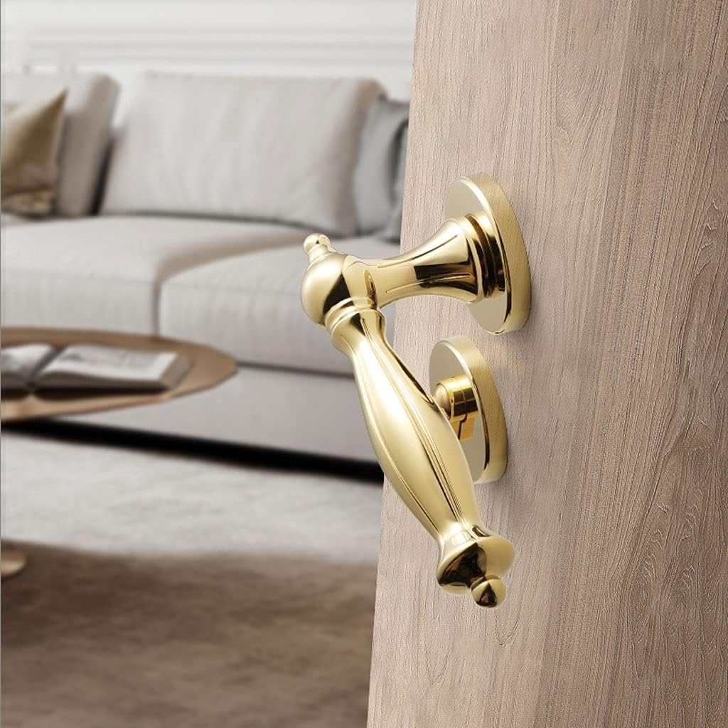 Door Knob Lever Light Luxury Mute Magnetic Wooden Door Lock Door Levers Indoor Door Handle with Key for Bedroom Or Bathroom Door Lock with Handle