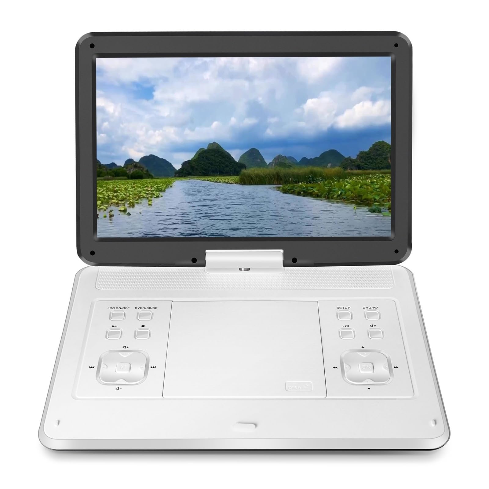Portable Dvd Player Schermo ruotabile HD Lettore CD Dvd da 25 Pollici Gioco Super Sottile Batteria incorporata Macchina Video Portatile in Movimento(White)