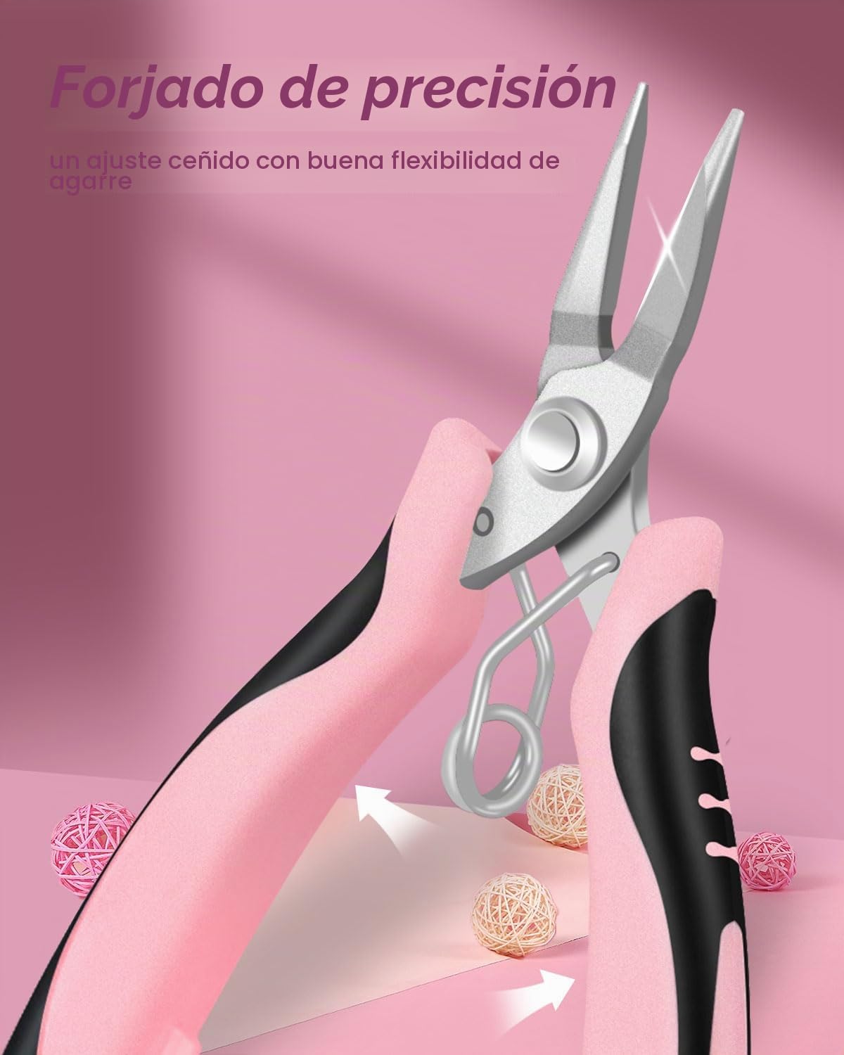 10 Alicates para Joyería - Kit de Herramientas para Hacer Joyas en Acero al Carbono- Herramientas Profesionales de Bisutería para Manualidades de Joyería en Elegante Rosa