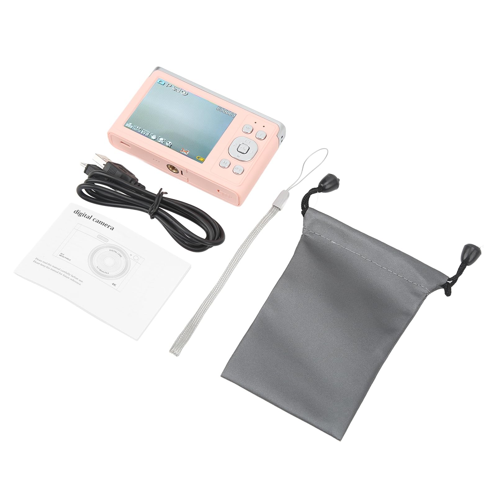 4K Digital Camera 16X Zoom AF Autofocus 50MP Mirrorless Camera with 2.88in HD Screen for VLOG and Macro Photography ABS Metal 183g (Roseate)