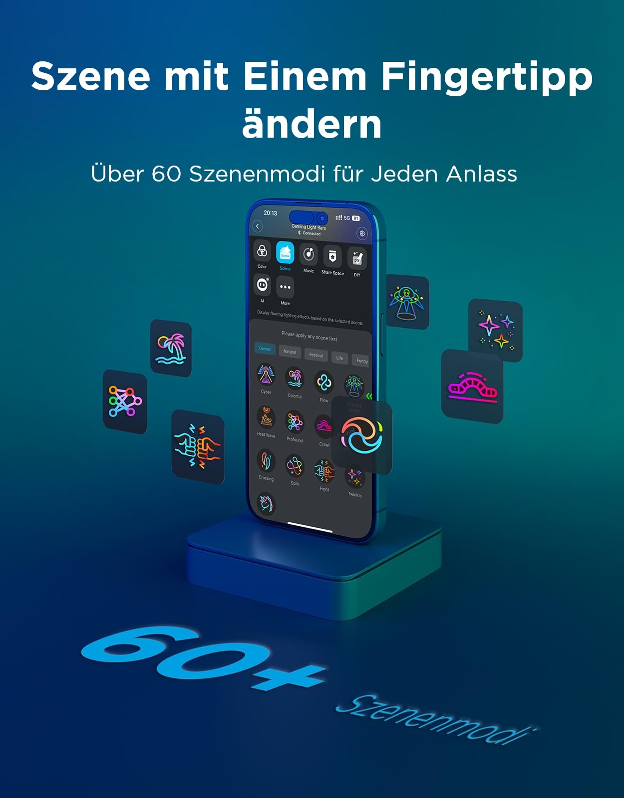 Govee RGBIC Gaming Light Bars, Cyberpunk LED Beleuchtung mit dreiseitiger RGB Ambient Light für PC, Monitor, Smarte WLAN & Bluetooth, 60+ Szenen, Kompatibel mit Alexa & Google Home, 2er-Set, Silber | Dreiseitiges RGB Licht für PC, Monitor, Smart-WiFi&Blue