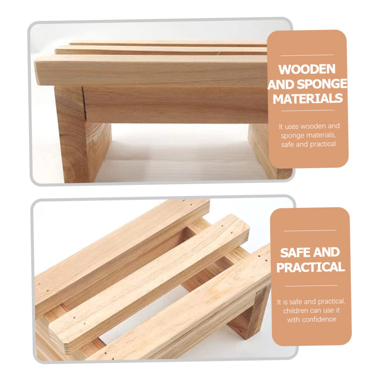 CHILDWEET Taburete De Madera para Niño Niña Y Adultos Escalera Pequeña Reutilizable Banco De Paso Estable Y Duradero para Baño Y Cocina