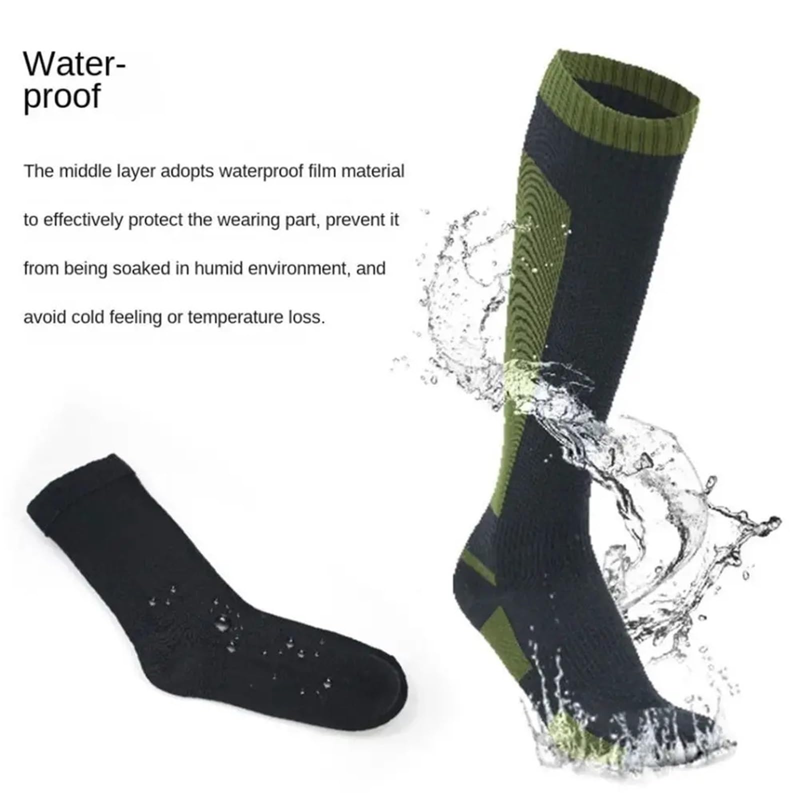 Wasserdichte Socken Outdoor-Sportarten Wasserdichte Socken Wandern Waten Camping Radfahren Skifahren Bergsteigen Warme Lange Kniehohe Strümpfe FüR Wie Laufen
