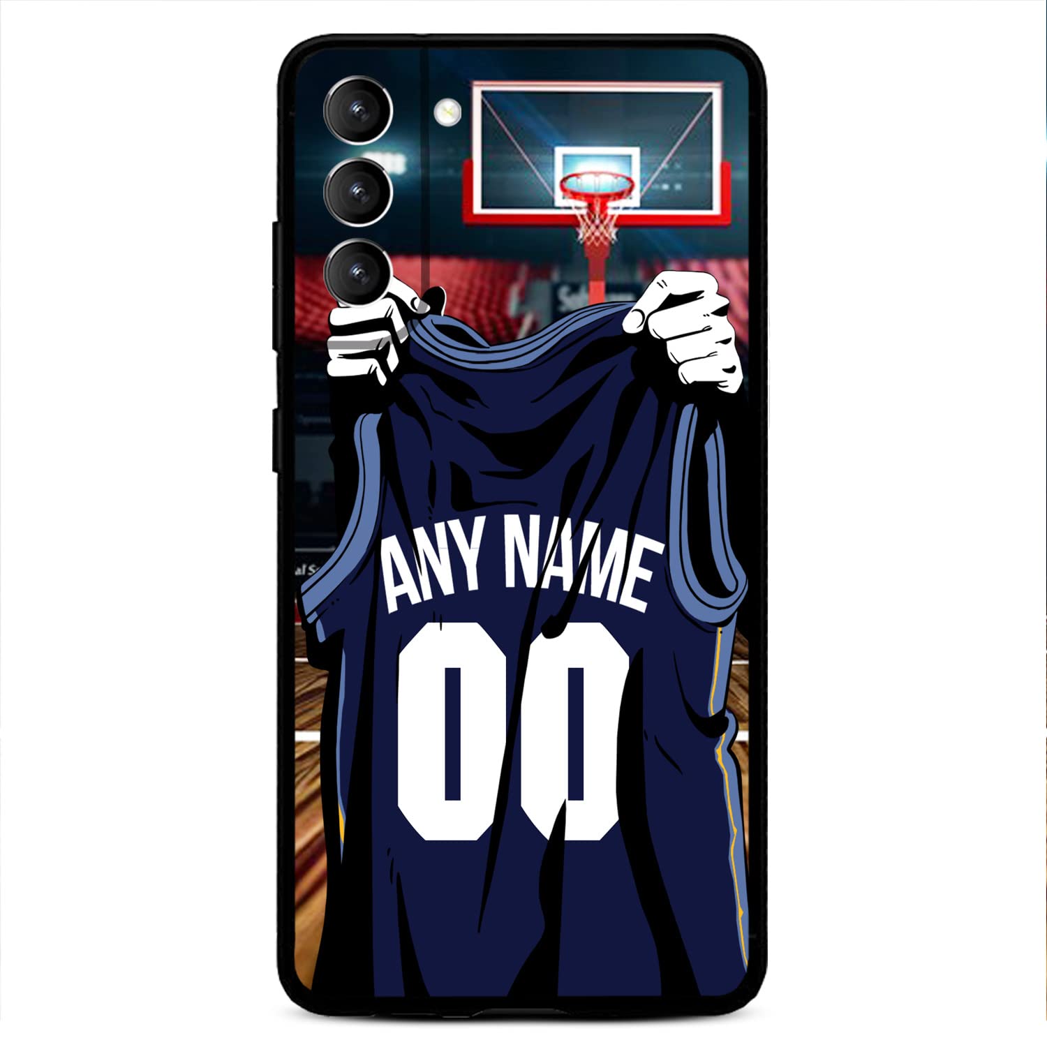 VNGDA DIY Custom Name & Number - Memphis Basketball Jersey - Liquid Silicone Case for Samsung Galaxy S22 S23 S21+ S20 Ultre S21 FE S10 S8 S9 Plus,with Camera Protection Case for Boy