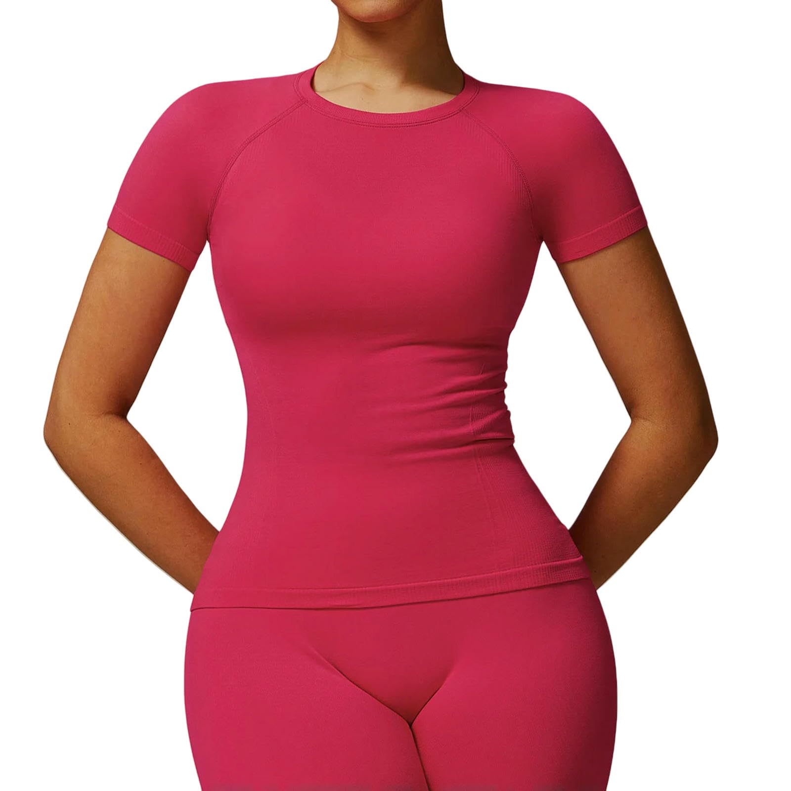 Kamizelka damska, bezszwowa koszulka do jogi, damska koszulka z krótkim rękawem, odzież fitness, Crop Top Training Gym Training Shirts Sport Sportswear - kolor M