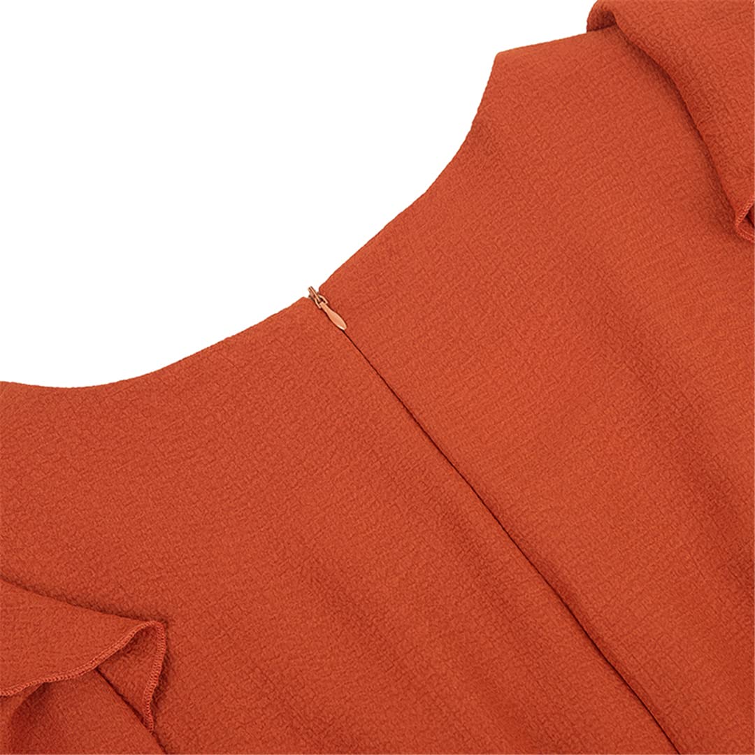 Vestido de oficina para mujer, cuello redondo, manga abombada, de verano, de cintura alta, ajustado, para fiesta
